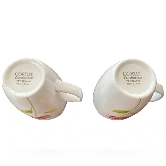 Corning Corelle Coordinates Porcelain Coffee Mugs Set of 2 “Summer Mums” 4.5” - Picture 6 of 7